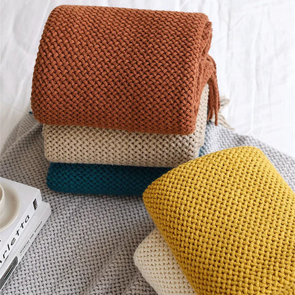 Nordic Knitted Acrylic Blanket with Soft All-Season Comfort and Scandinavian Cozy Style