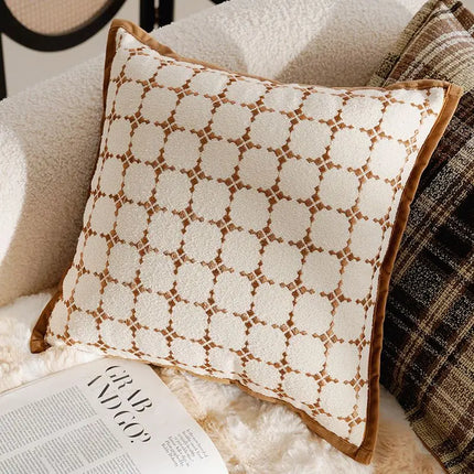 Brown Cushion Cover with Moroccan Tufting, Fringe Detailing and Modern Boho Style Comfort