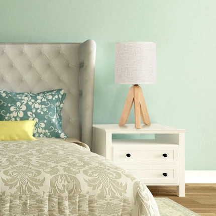 Wooden Table Lamp with Linen Shade for Soft Ambient Lighting and Natural Cozy Style