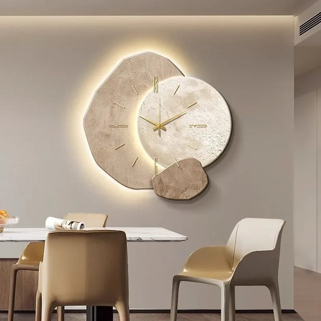 Modern Wooden Wall Clock with Silent Artistic Shape and 35 cm Decorative Interior Style
