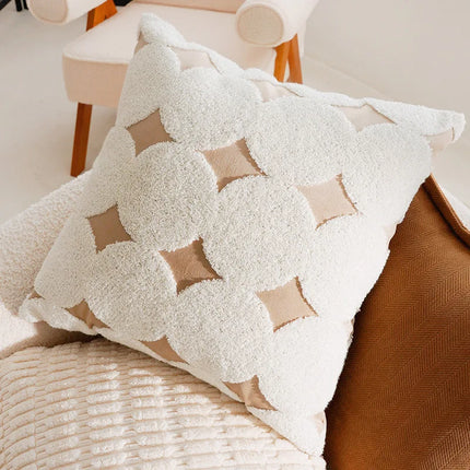 Brown Cushion Cover with Moroccan Tufting, Fringe Detailing and Modern Boho Style Comfort