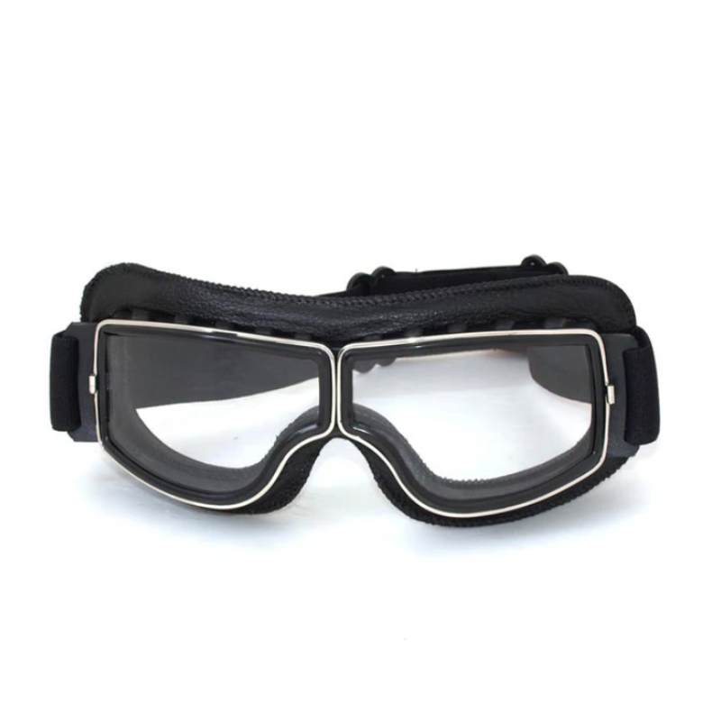 Vintage Leather Motorcycle Goggles – Shatter-Resistant Lenses & Secure Comfortable Fit