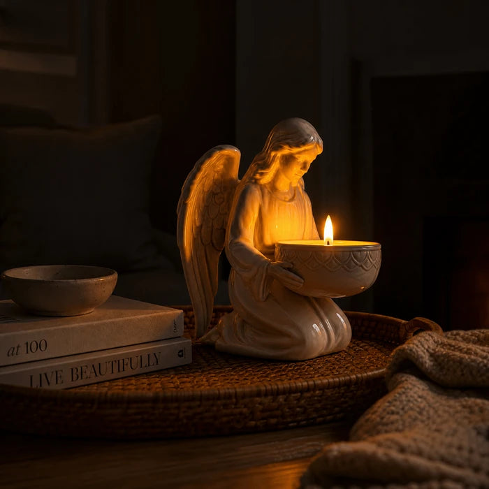 Angel Candle Holder – Curved Tabletop Figure with a Smooth Polished Finish
