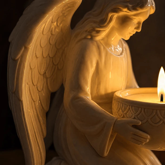 Angel Candle Holder – Curved Tabletop Figure with a Smooth Polished Finish