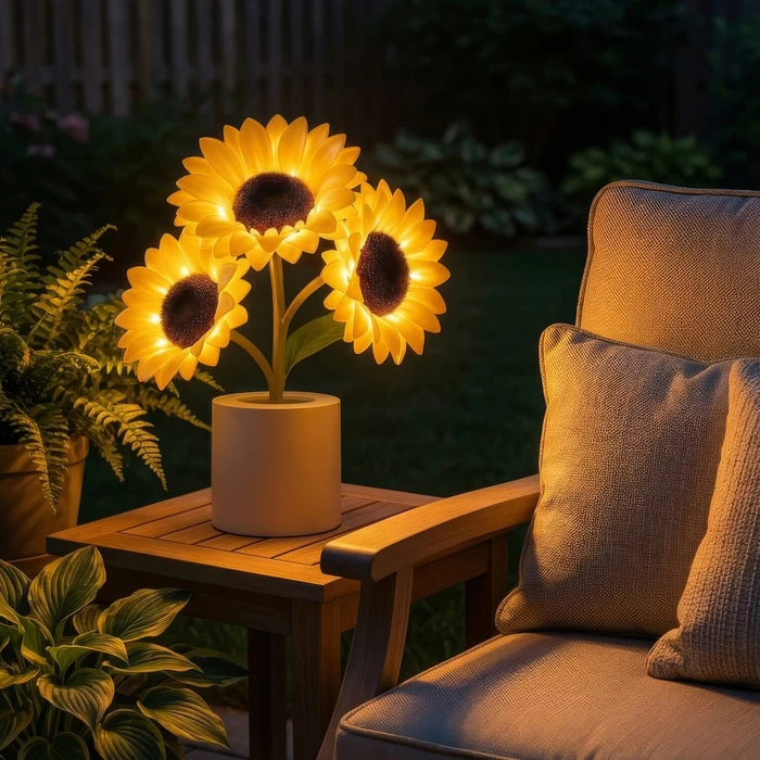 Sunflower Table Lamp – Decorative Flower Lamp with a Warm Gold Glow