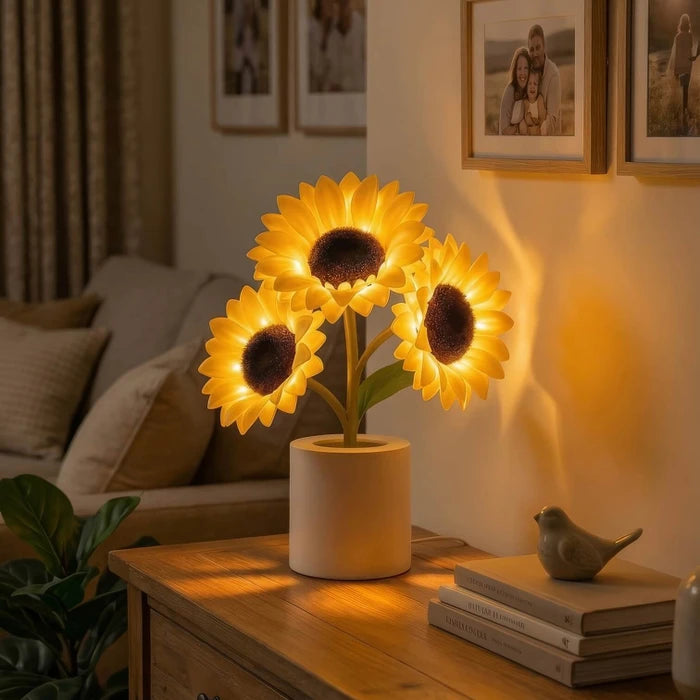 Sunflower Table Lamp – Decorative Flower Lamp with a Warm Gold Glow