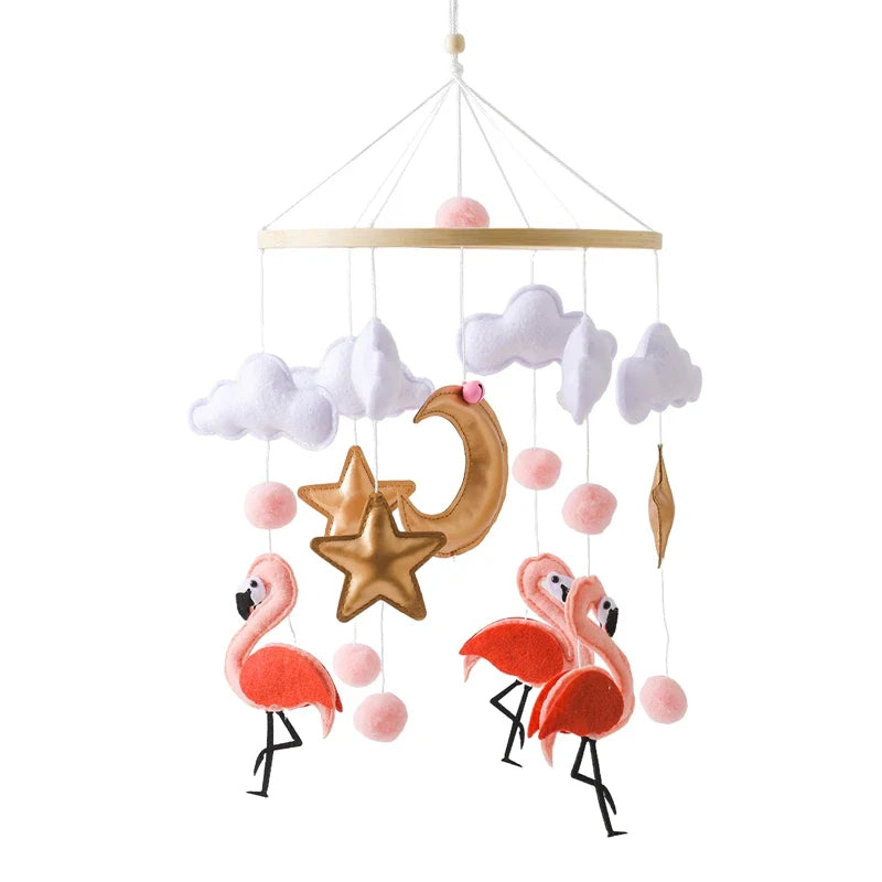 Mobile de lit bébé en bois – Design ours en feutre fait main pour une chambre calme et décorative