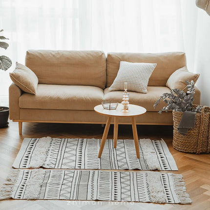 Soft Cotton-Linen Boho Rug with 3D Tufting, Fringe Detailing and Warm Textured Design