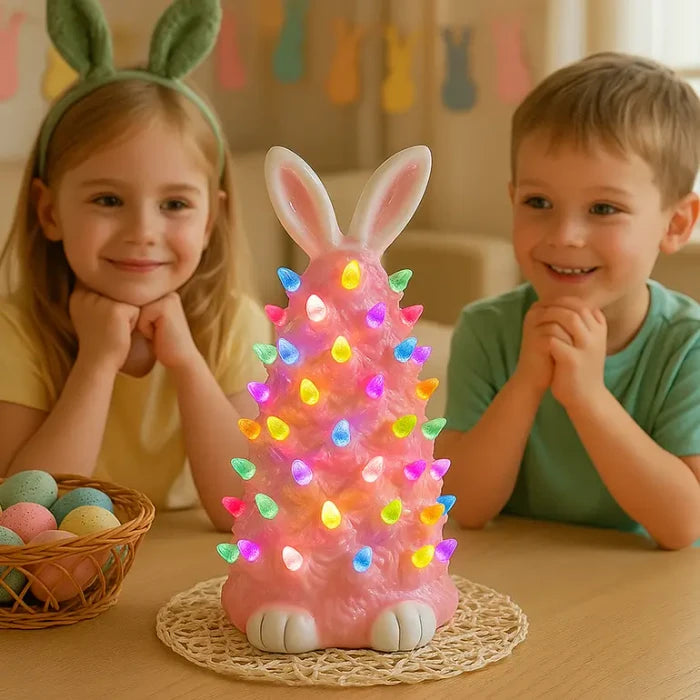 Pink Bunny Lamp – Soft Pink Rabbit Figure That Glows in Rainbow Colors
