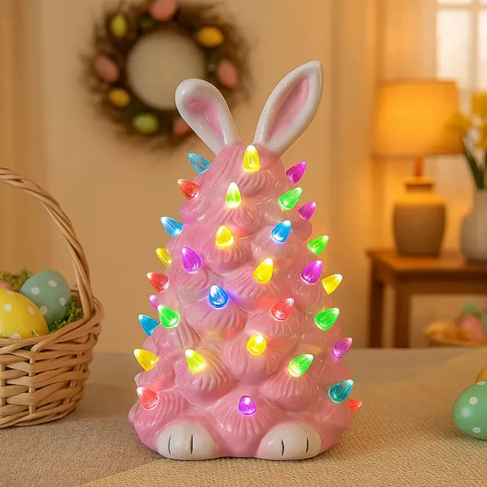 Pink Bunny Lamp – Soft Pink Rabbit Figure That Glows in Rainbow Colors