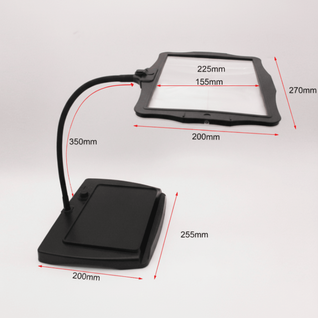 Lampe sur pied LED avec loupe – Lentille 3X grande, col de cygne flexible et lumière mains libres