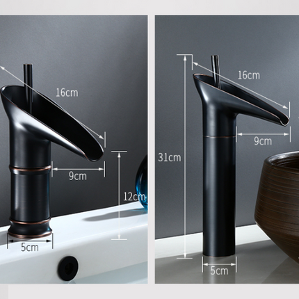 Waterfall Bathroom Faucet – Antique Brass Finish with Smooth Cascading Flow