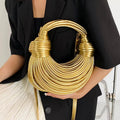 Sculptural Handbag in Premium Vegan Leather with Detachable Strap - Metallic Finish 5