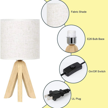 Wooden Table Lamp with Linen Shade for Soft Ambient Lighting and Natural Cozy Style