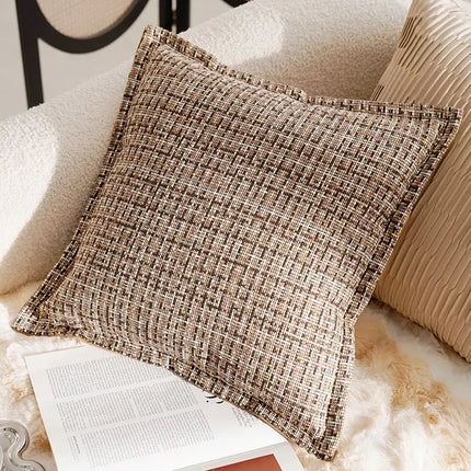 Brown Cushion Cover with Moroccan Tufting, Fringe Detailing and Modern Boho Style Comfort
