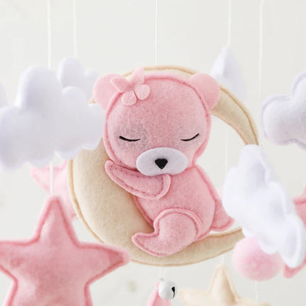 Wooden Baby Crib Mobile – Handmade Felt Bear Design for Calm & Decorative Nursery