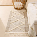 Tapis bohème doux en coton-lin avec capitonnage 3D, détails en franges et design texturé chaleureux