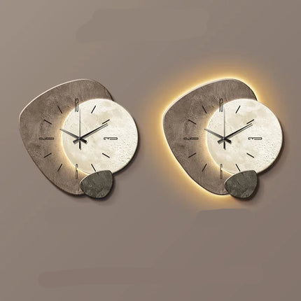 Modern Wooden Wall Clock with Silent Artistic Shape and 35 cm Decorative Interior Style