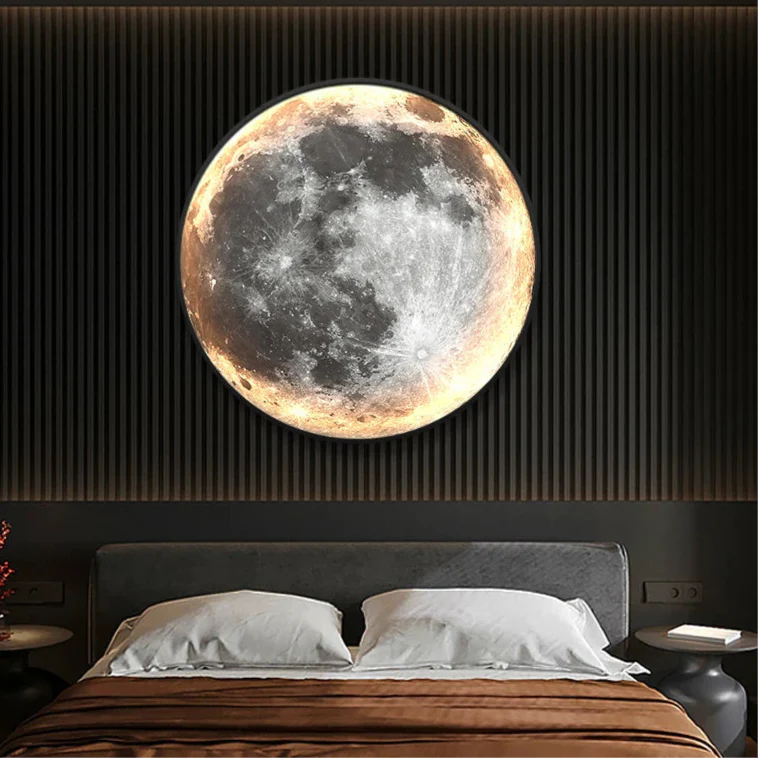 Lunara – LED Væglampe til Senge med Jord en Måne Design
