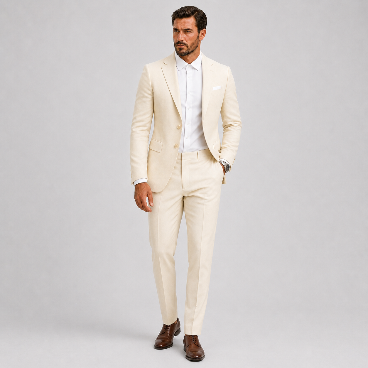Slim-fit Heren Kostuum met Blazer en Pantalon voor Bruiloften en Formele Gelegenheden 2