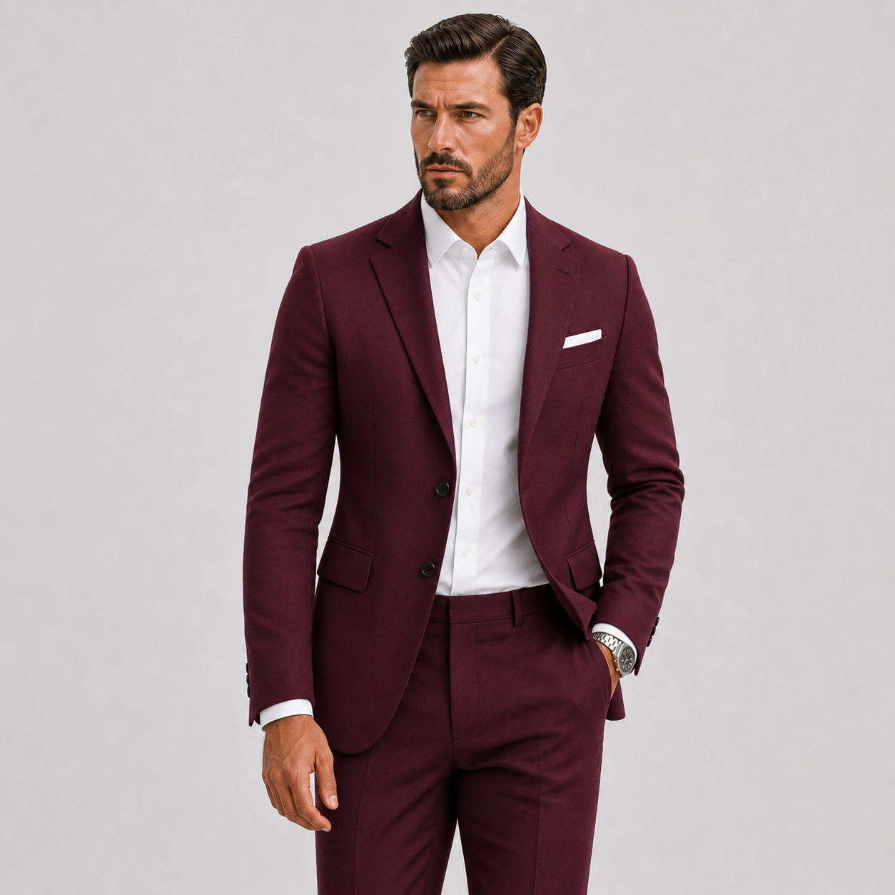 Slim-fit Heren Kostuum met Blazer en Pantalon voor Bruiloften en Formele Gelegenheden 4