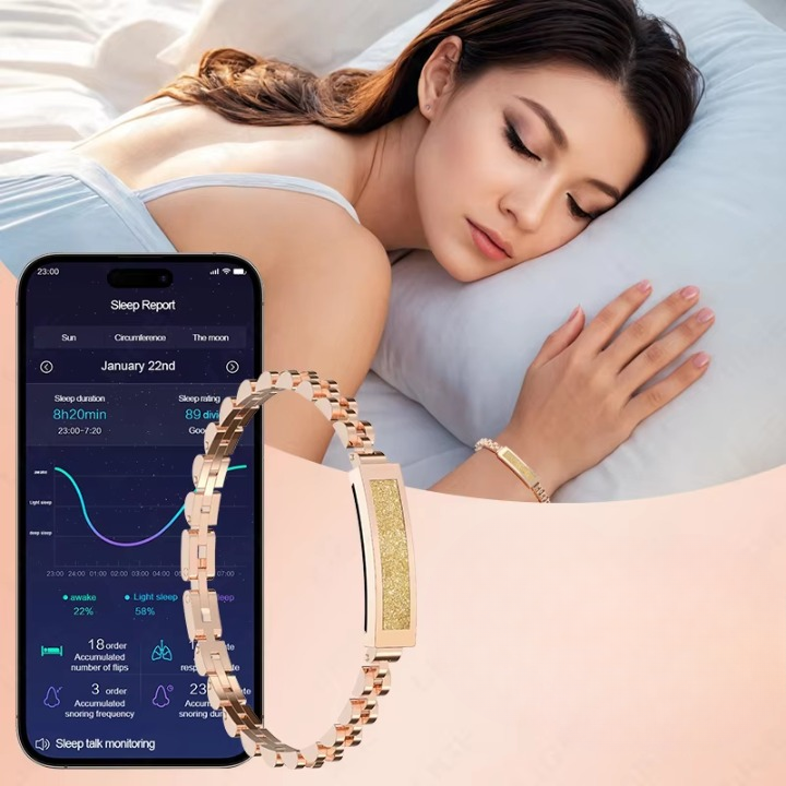 Smartes Edelstahl-Kettenarmband mit Fitness-Tracker und diskretem LED-Statuslicht 3
