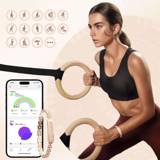 Smartes Edelstahl-Kettenarmband mit Fitness-Tracker und diskretem LED-Statuslicht 4