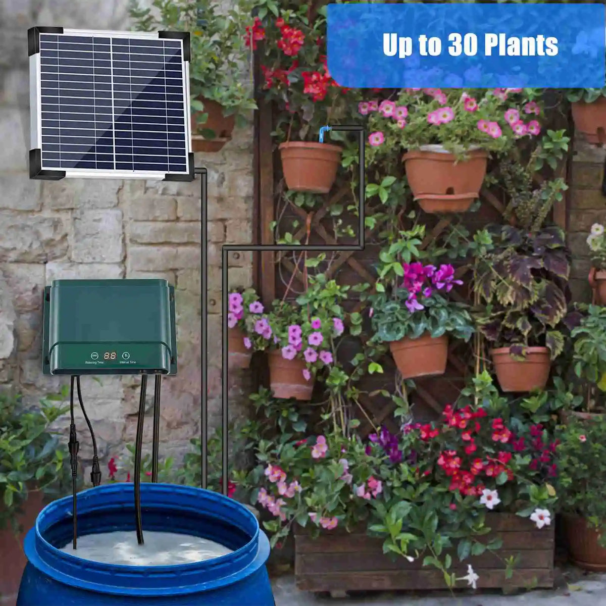 Solar Drip Irrigation System Kit Automatic Watering with 30 Modes & 7 Timers – AquaFlow 4