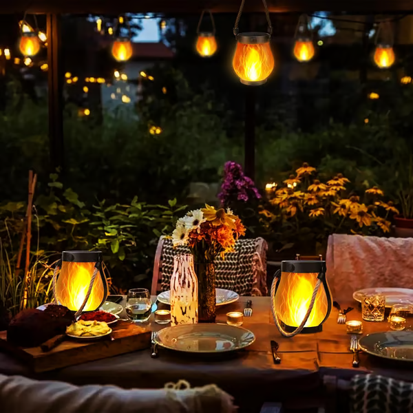 Solar Flame Lantern with Flickering LED Light and Weather-Resistant Design for Outdoor Use 6