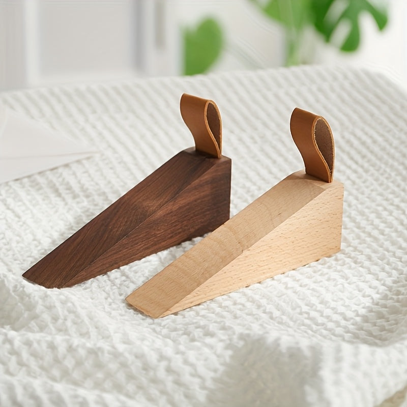Solid Wood Door Stop Wedge with Non-Slip Base for Indoor Use 2