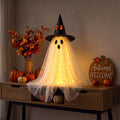 Lighted Halloween Ghost – Sparkly Tulle Ghost Figure in a Witch Hat