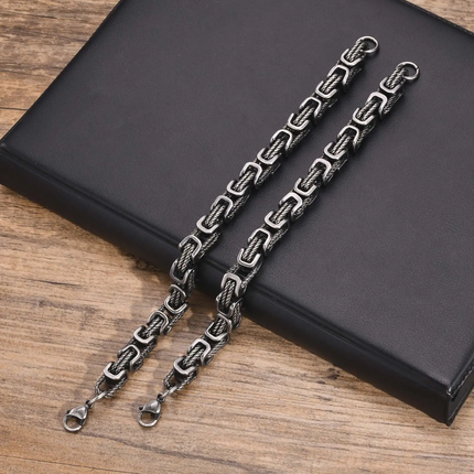 Stainless Steel Chain Cuff Bracelet with Polished Finish, Woven-Core Links 2