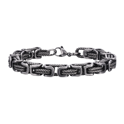 Stainless Steel Chain Cuff Bracelet with Polished Finish, Woven-Core Links 7