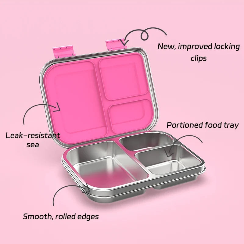 Stainless Steel Lunchbox – 975 ml Bento Box with 3 Compartments & Leakproof Lid 2