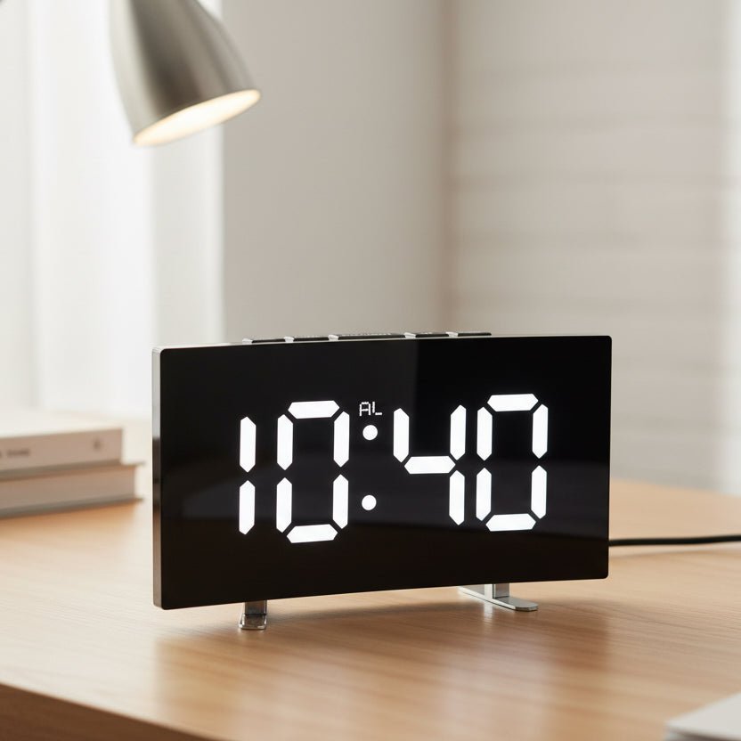 Stille LED digitale wekker met groot display — Slank ontwerp 0