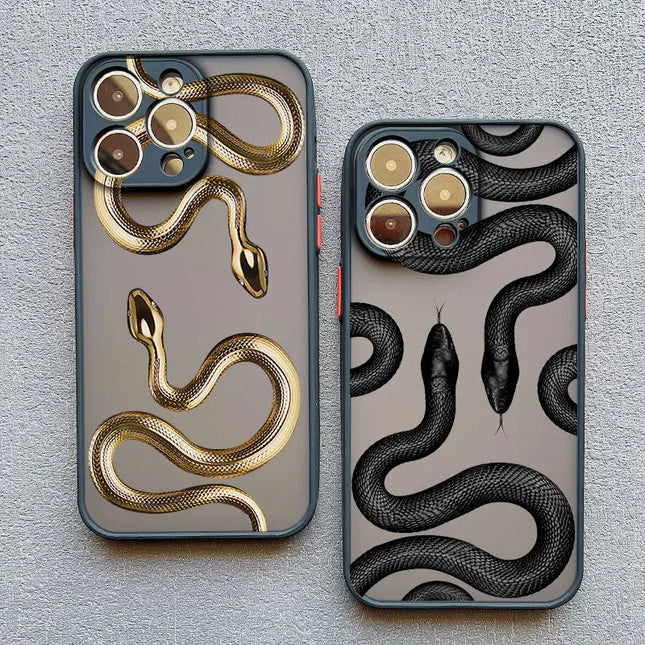 Stylish Metallic Serpent Motif iPhone Case - Slim Design for iPhone 14 Pro, 14, 13 1