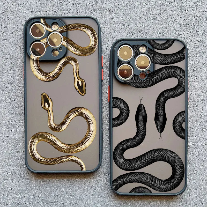 Stylish Metallic Serpent Motif iPhone Case - Slim Design for iPhone 14 Pro, 14, 13 1
