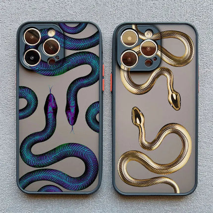 Stylish Metallic Serpent Motif iPhone Case - Slim Design for iPhone 14 Pro, 14, 13 2