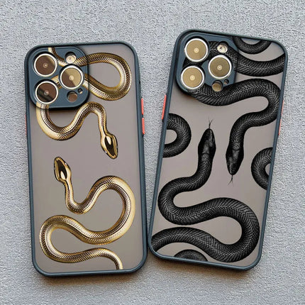 Stylish Metallic Serpent Motif iPhone Case - Slim Design for iPhone 14 Pro, 14, 13 3