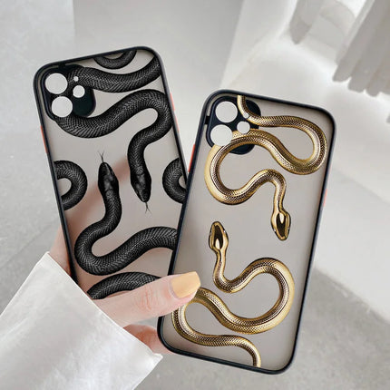 Stylish Metallic Serpent Motif iPhone Case - Slim Design for iPhone 14 Pro, 14, 13 4