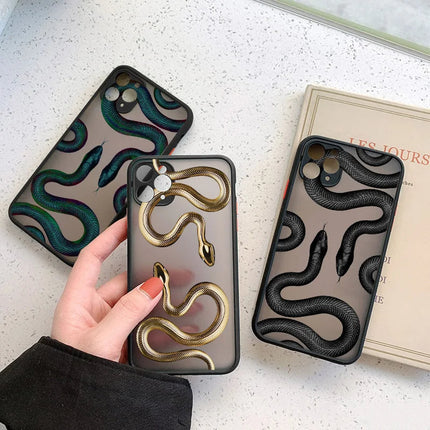 Stylish Metallic Serpent Motif iPhone Case - Slim Design for iPhone 14 Pro, 14, 13 5