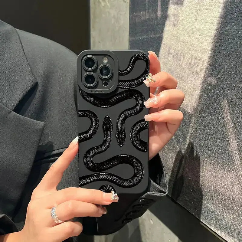 Stylish Metallic Serpent Motif iPhone Case - Slim Design for iPhone 14 Pro, 14, 13 6