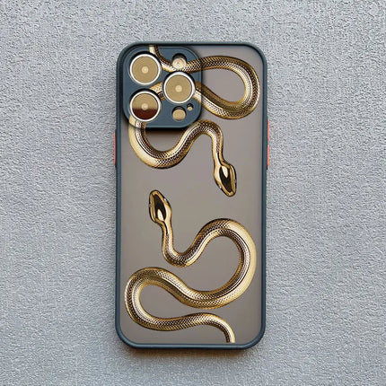 Stylish Metallic Serpent Motif iPhone Case - Slim Design for iPhone 14 Pro, 14, 13 7