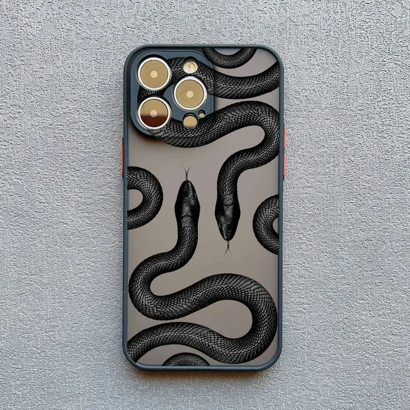 Stylish Metallic Serpent Motif iPhone Case - Slim Design for iPhone 14 Pro, 14, 13 9