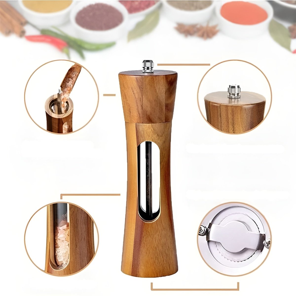 TABLEOAK – Elegante zout- en pepermolens van hout voor nauwkeurig kruiden. 8