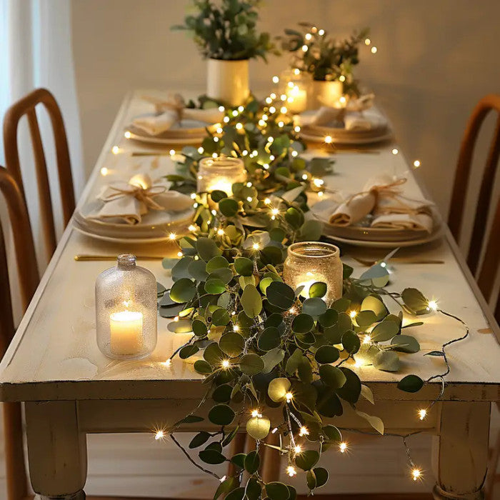Olive Leaf Vine Garland – Artificial Olive Branch With Twinkling Fairy Lights