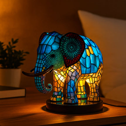 Table Lamp Animal Stained Glass Effect Accent Light 1
