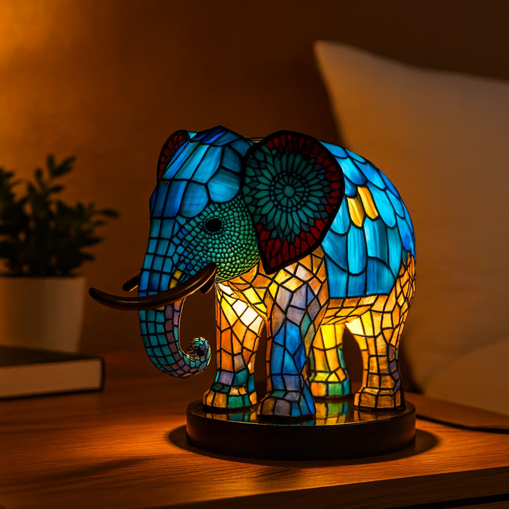 Table Lamp Animal Stained Glass Effect Accent Light 1