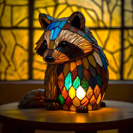 Table Lamp Animal Stained Glass Effect Accent Light 13