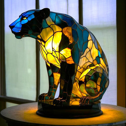 Table Lamp Animal Stained Glass Effect Accent Light 3